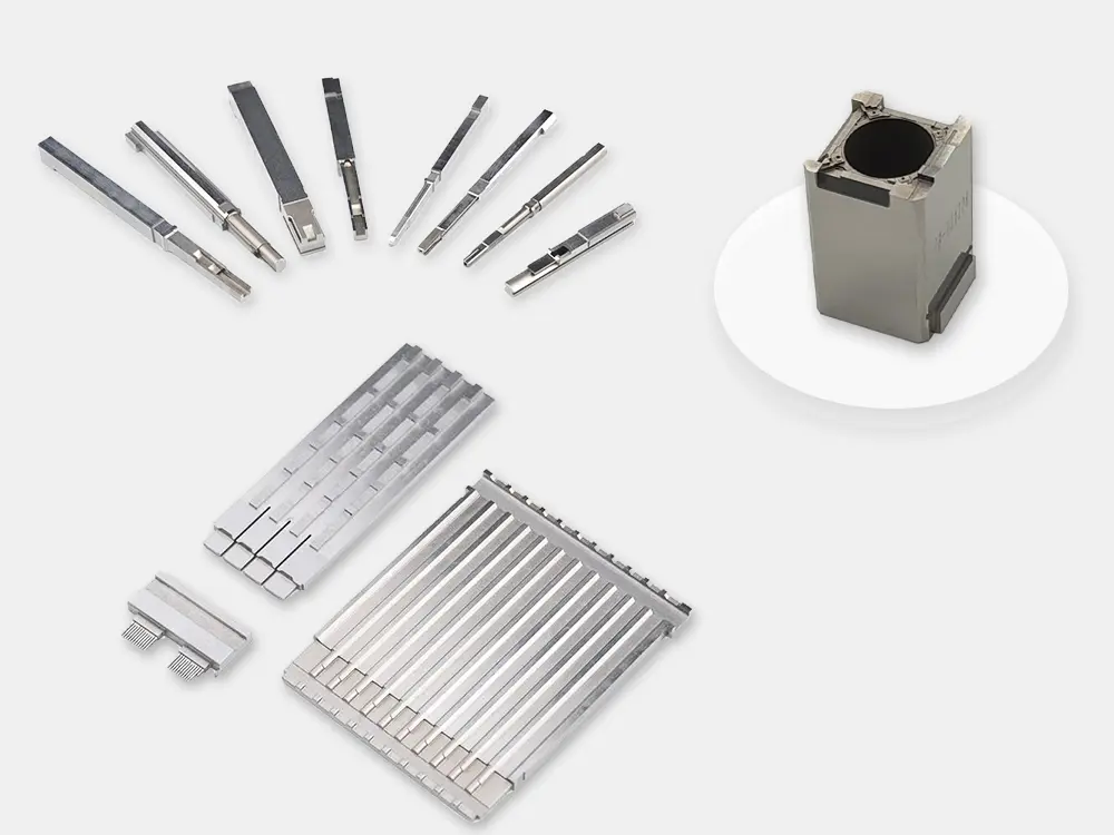 Custom precision machined metal parts with different geometries and structural features